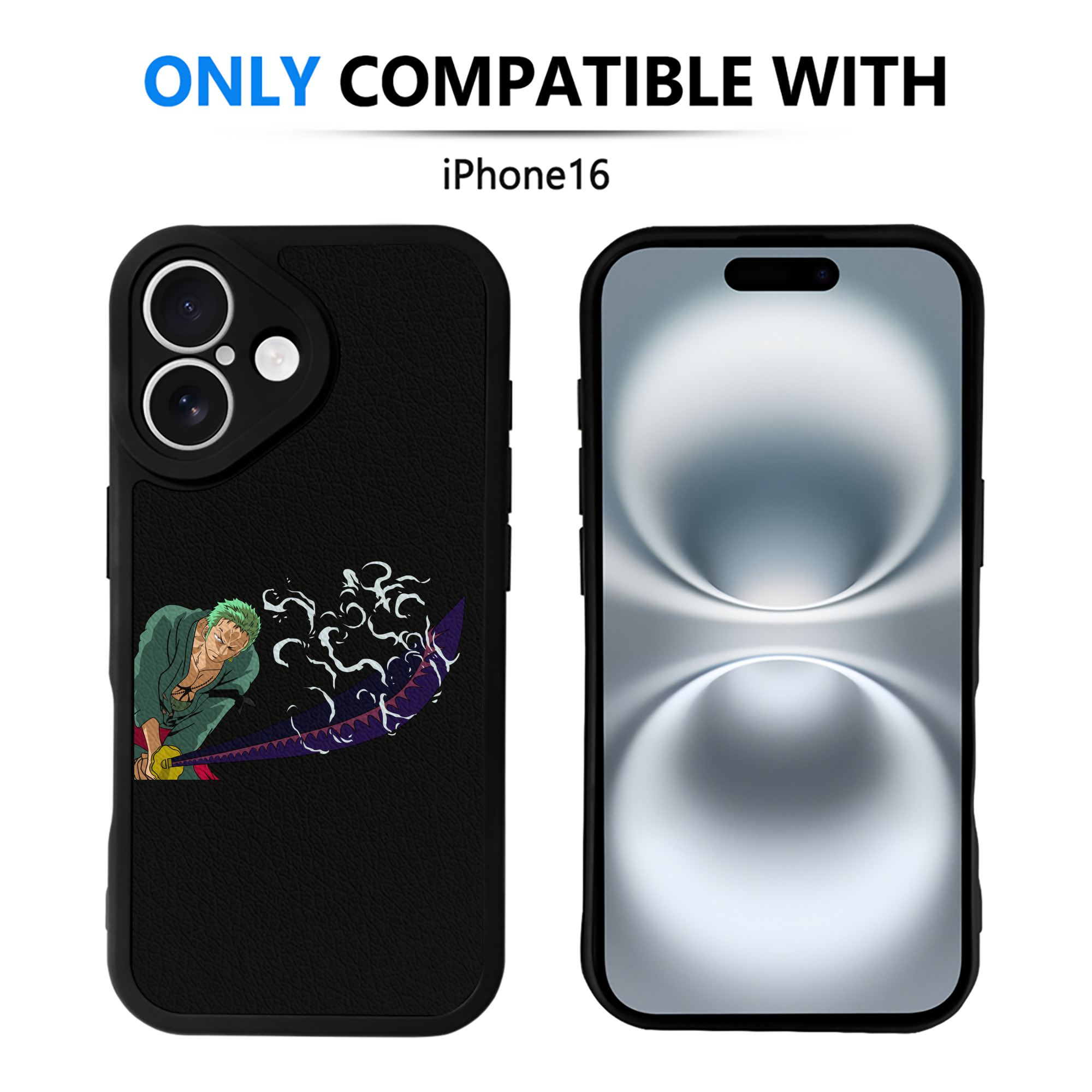 （画像用） ワンピース ロロノア・ゾロ ONE PIECE Roronoa Zoro 【iPhone 16シリーズ対応】シリコンスマホケース（レザー調） 材質：シリコン